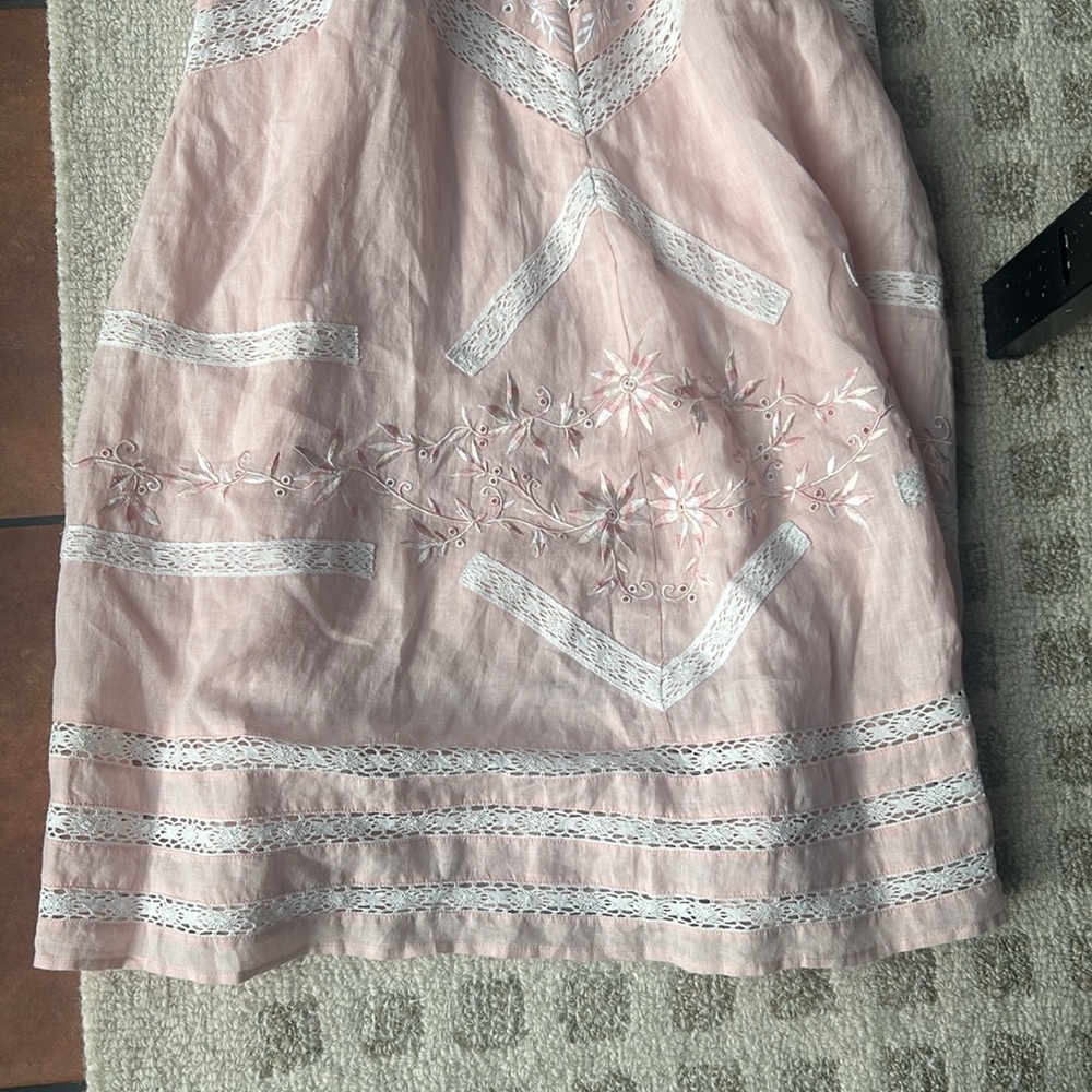 Nwt Loveshackfancy Cody Cinched Waist Linen Midi … - image 4